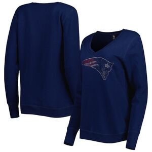 NFL Navy V-Neck Sweatshirt with Embellished Logo